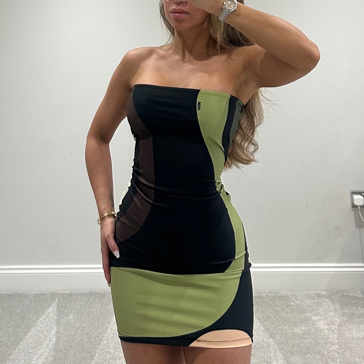 KHAKI CHOC MINI STRAPLESS