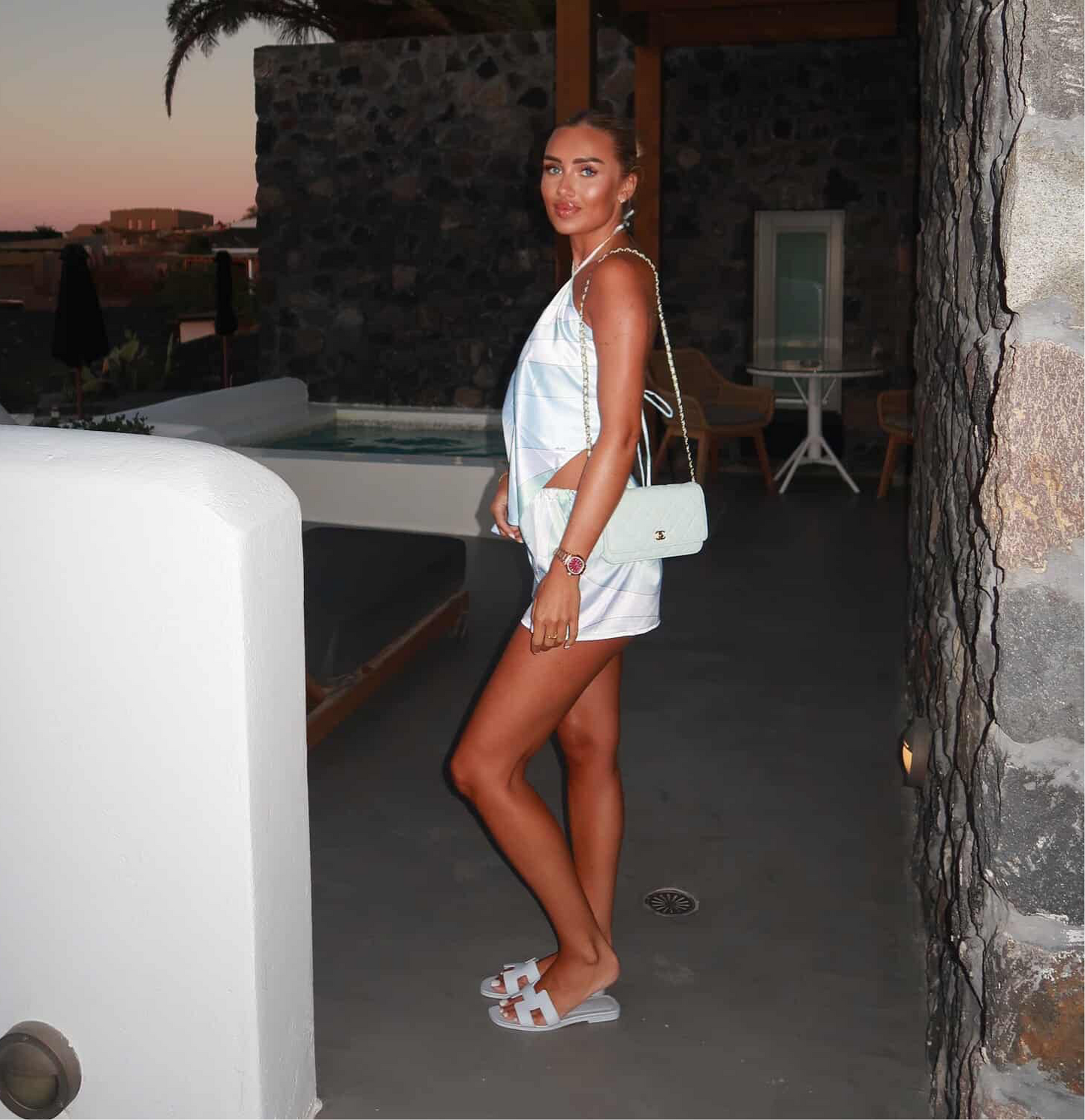 ICE BLUE SATIN TOP ONLY