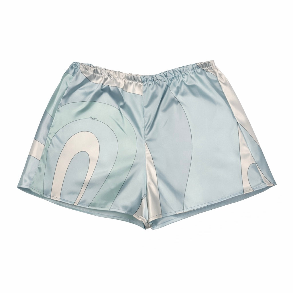 ICE BLUE SATIN SHORTS