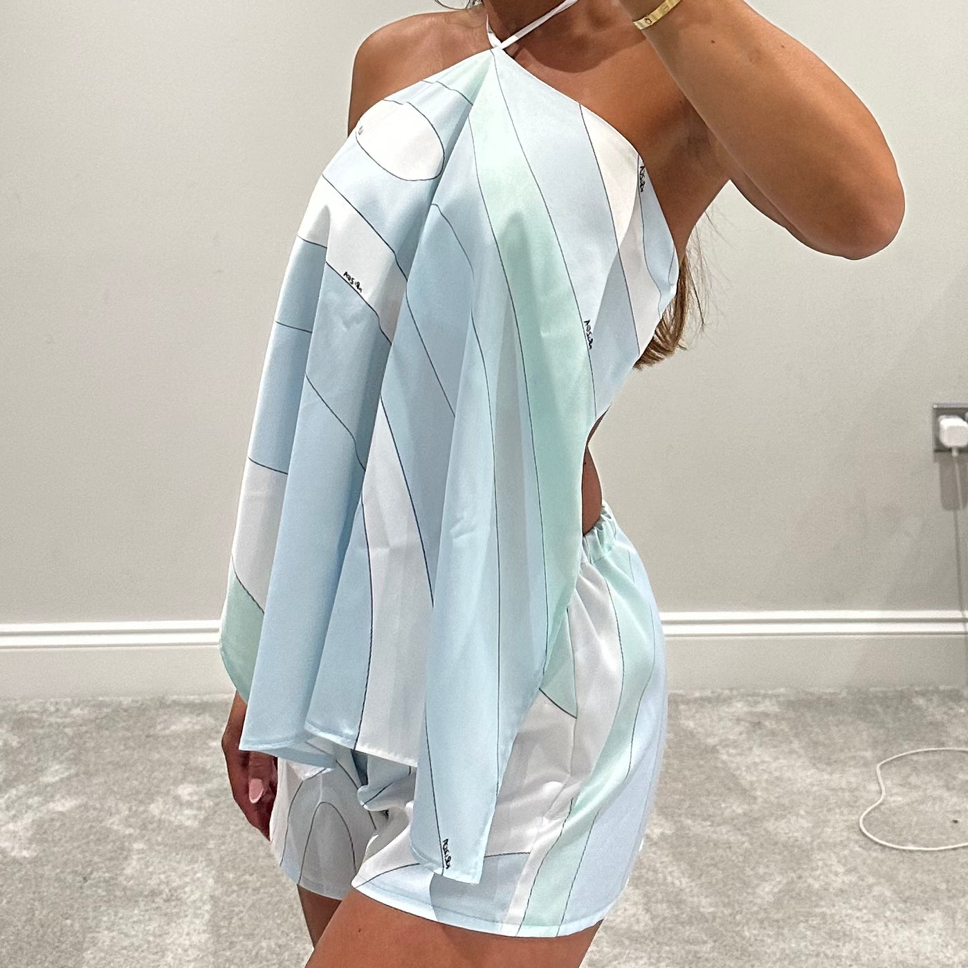 ICE BLUE SATIN SHORTS